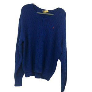 Polo by Ralph Lauren Blue V-Neck Cotton Pullover S